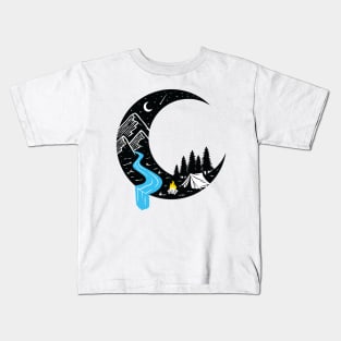 Crescent Moon and Camping Kids T-Shirt